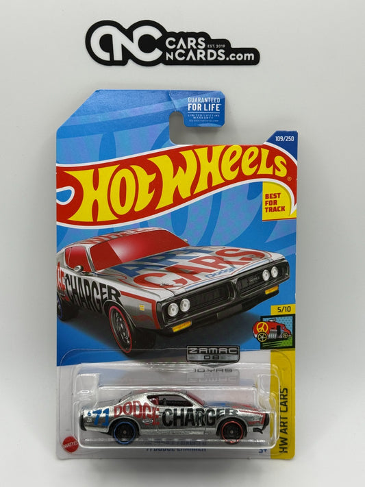 2022 Hot Wheels HW Art Cars 5/10 Zamac '71 Dodge Charger (Card Damage)