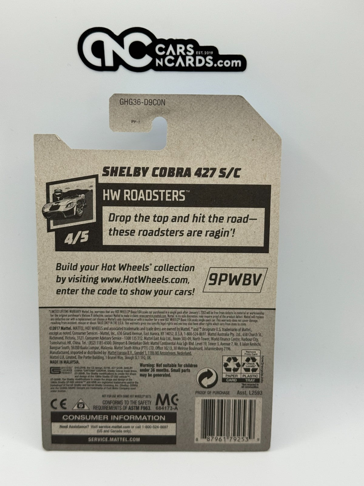 2020 Hot Wheels HW Roadsters 4/5 Zamac Shelby Cobra 427 S/C