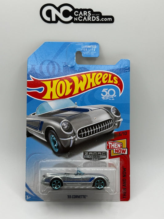 2018 Hot Wheels Then and Now 3/10 Zamac '55 Corvette (Cracked Blister)