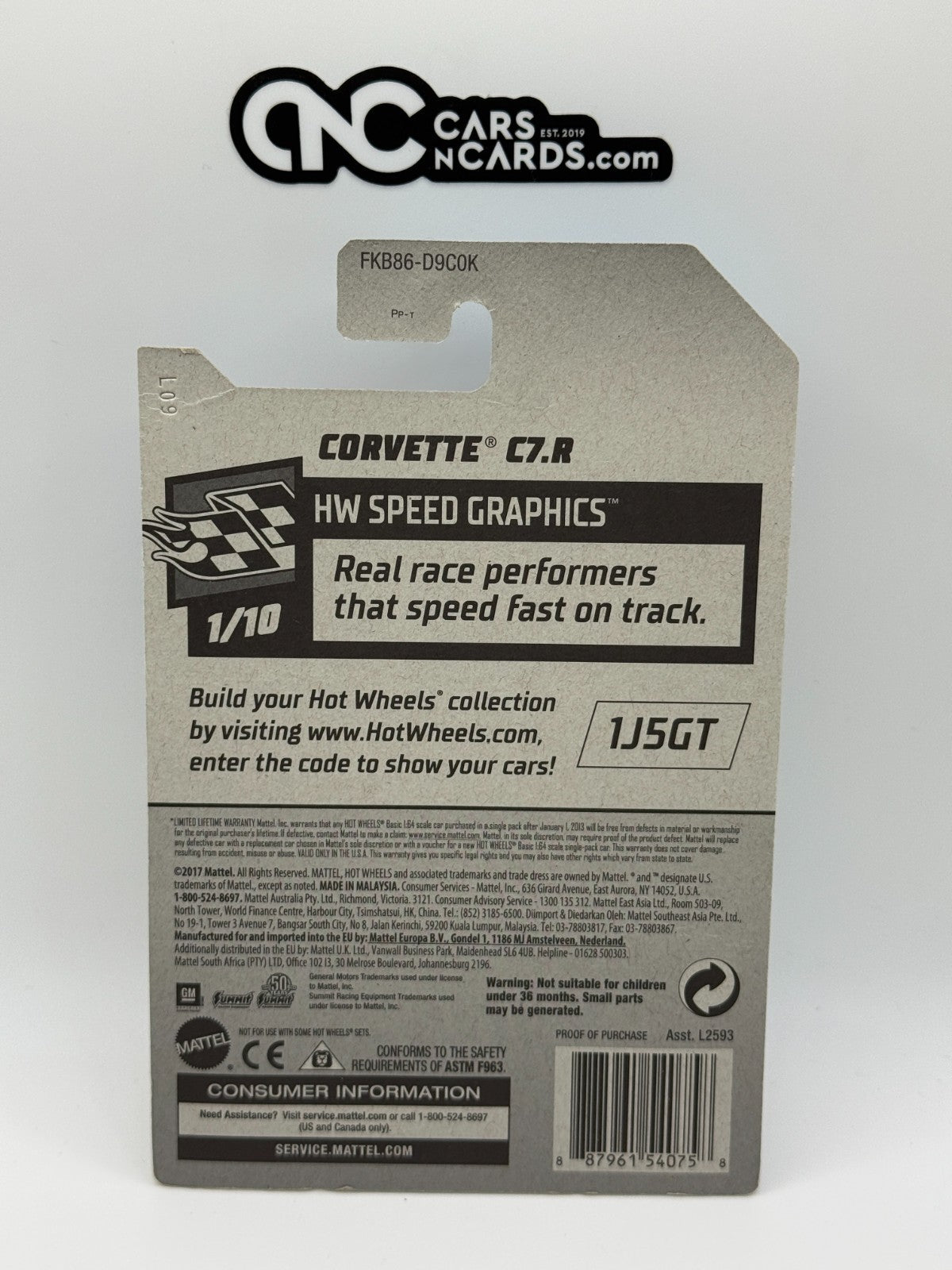 2018 Hot Wheels HW Speed Graphics 1/10 Zamac Corvette C7.R Summit (Card Crease)