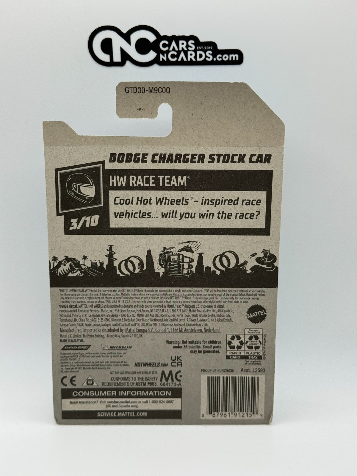 2021 Hot Wheels HW Race Team 3/10 Zamac Dodge Charger Stock Car