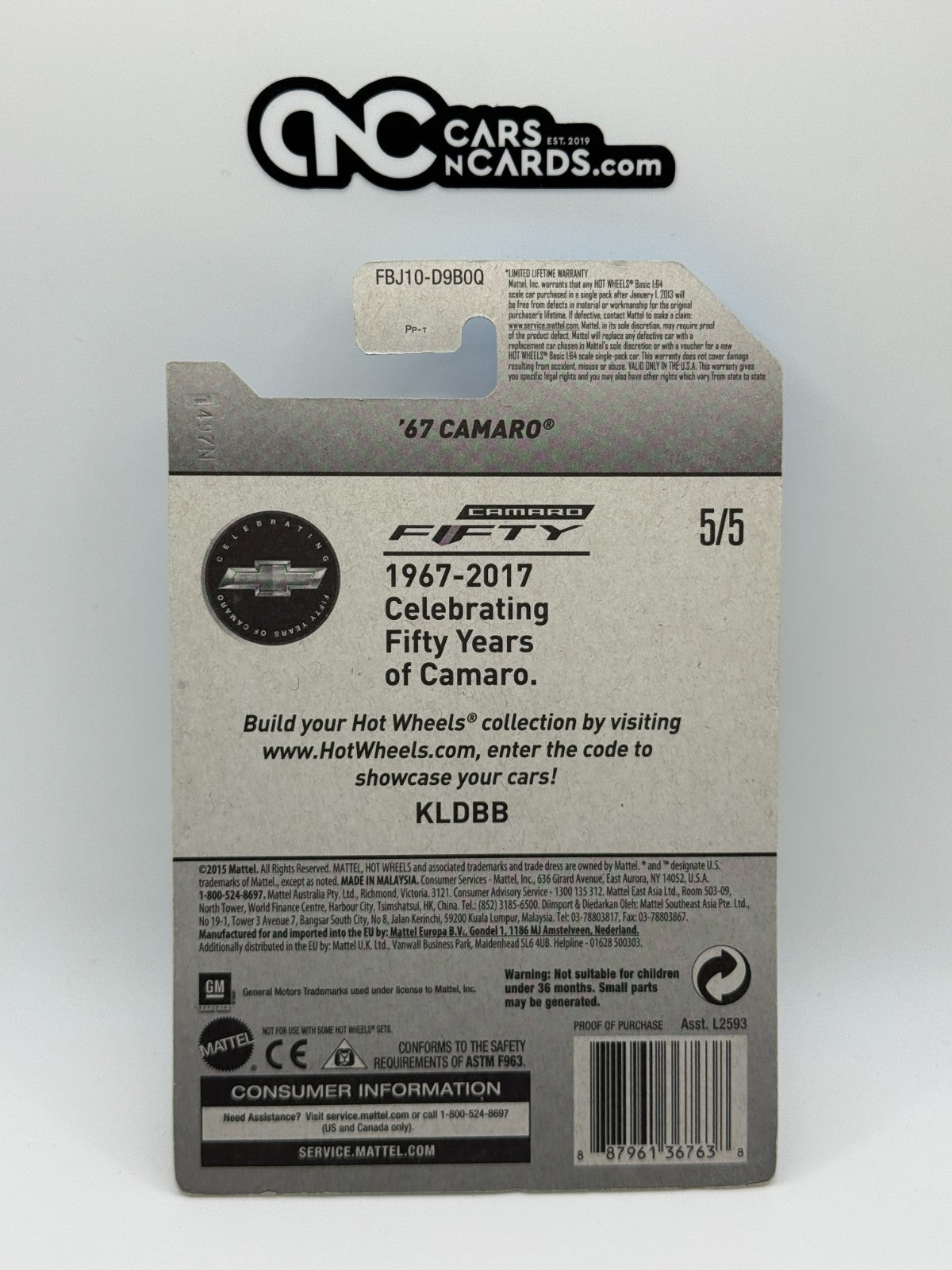 2017 Hot Wheels Camaro Fifty 5/5 Zamac '67 Camaro