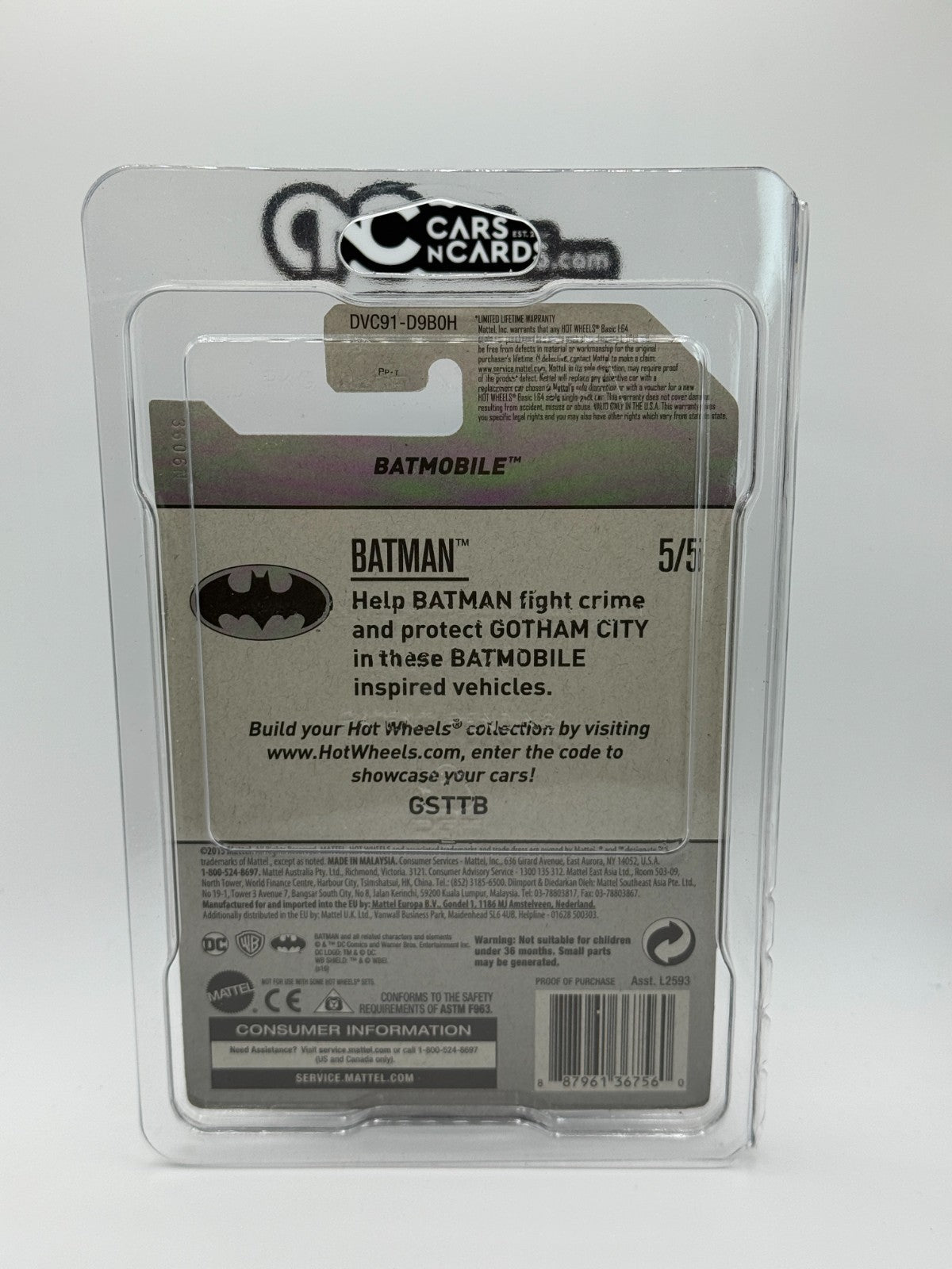 2017 Hot Wheels Batman 5/5 Super Treasure Hunt Batmobile With Protector