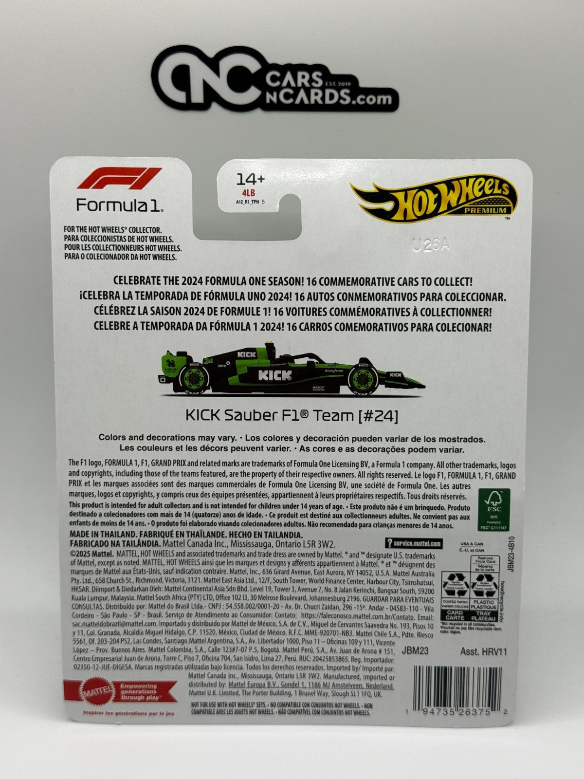 2025 Hot Wheels Premium F1 Formula 1 2024 KICK Sauber F1 Team (#24)