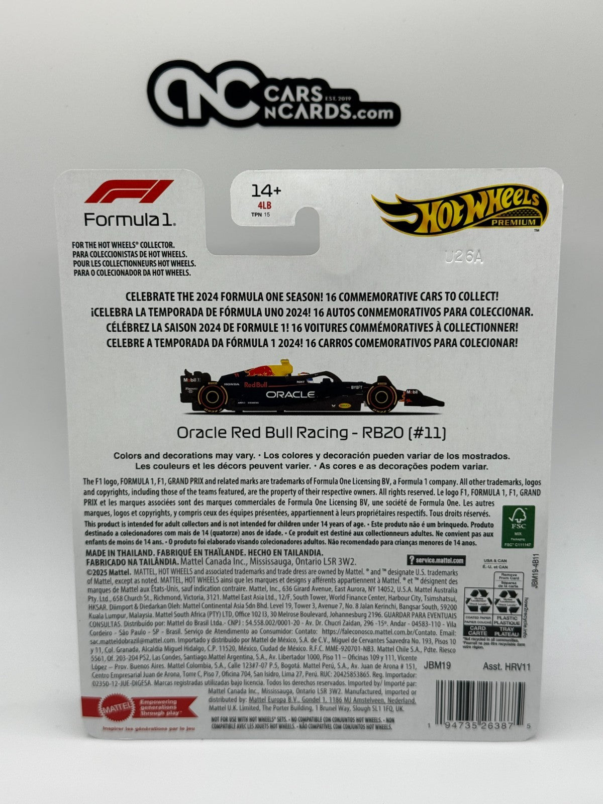 2025 Hot Wheels Premium F1 Formula 1 2024 Oracle Red Bull Racing RB20 (#11)