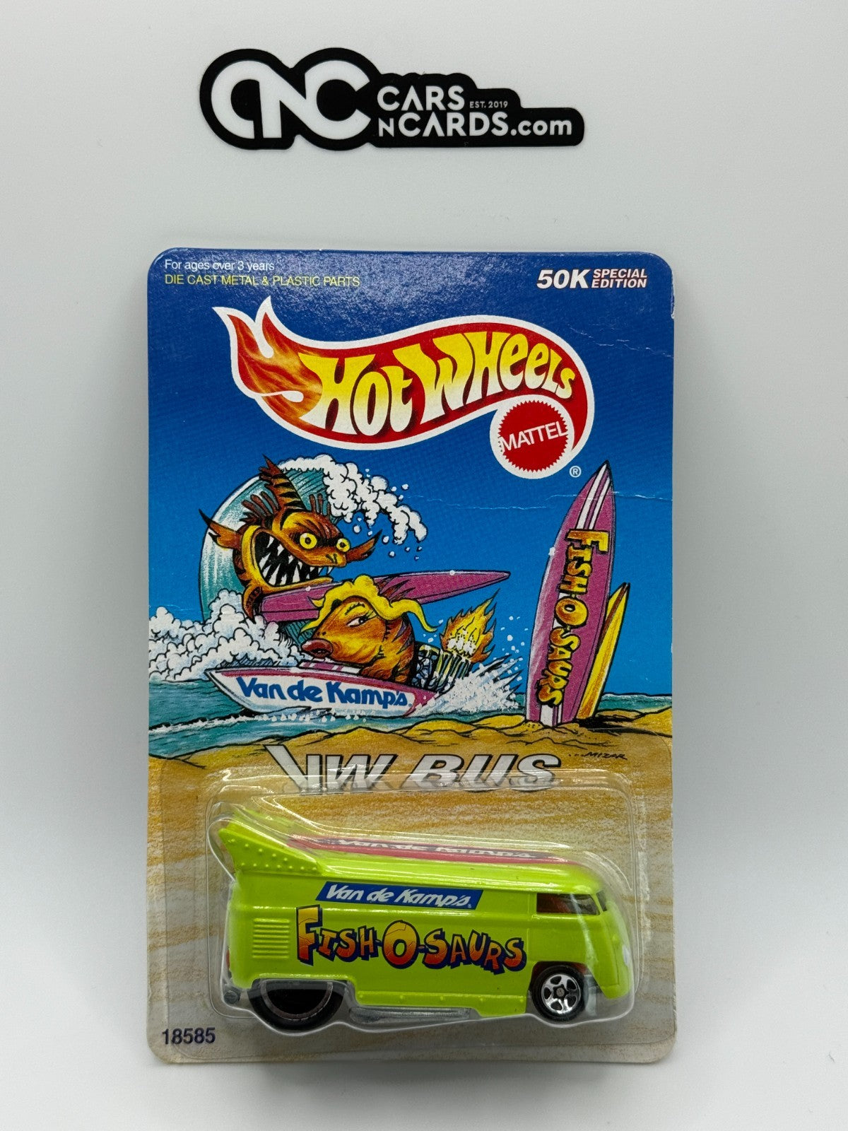 1997 Hot Wheels Van De Kamps Fish-O-Saurs Volkswagen Drag Bus (Card Crease)