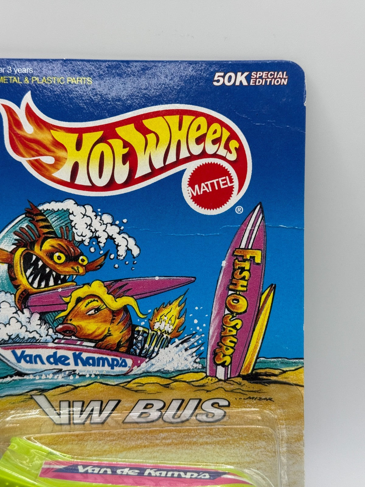 1997 Hot Wheels Van De Kamps Fish-O-Saurs Volkswagen Drag Bus (Card Crease)