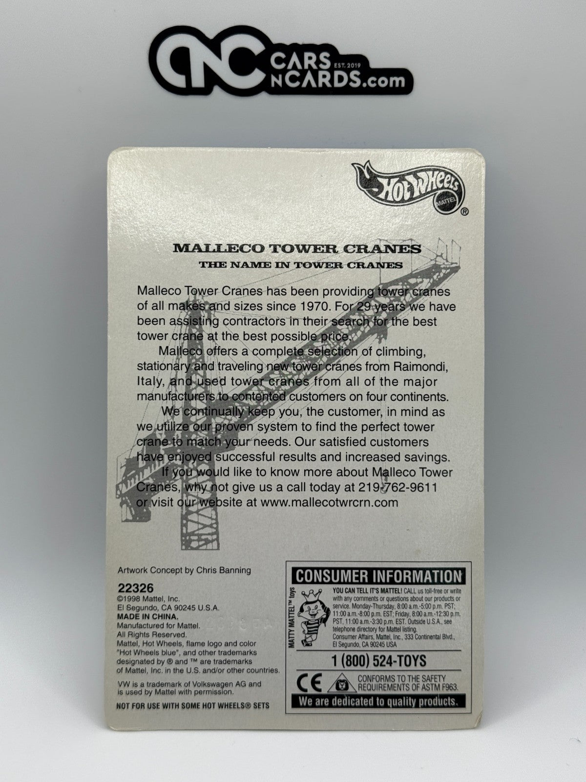 1999 Hot Wheels Malleco Tower Cranes High Rise Express Volkswagen Drag Bus