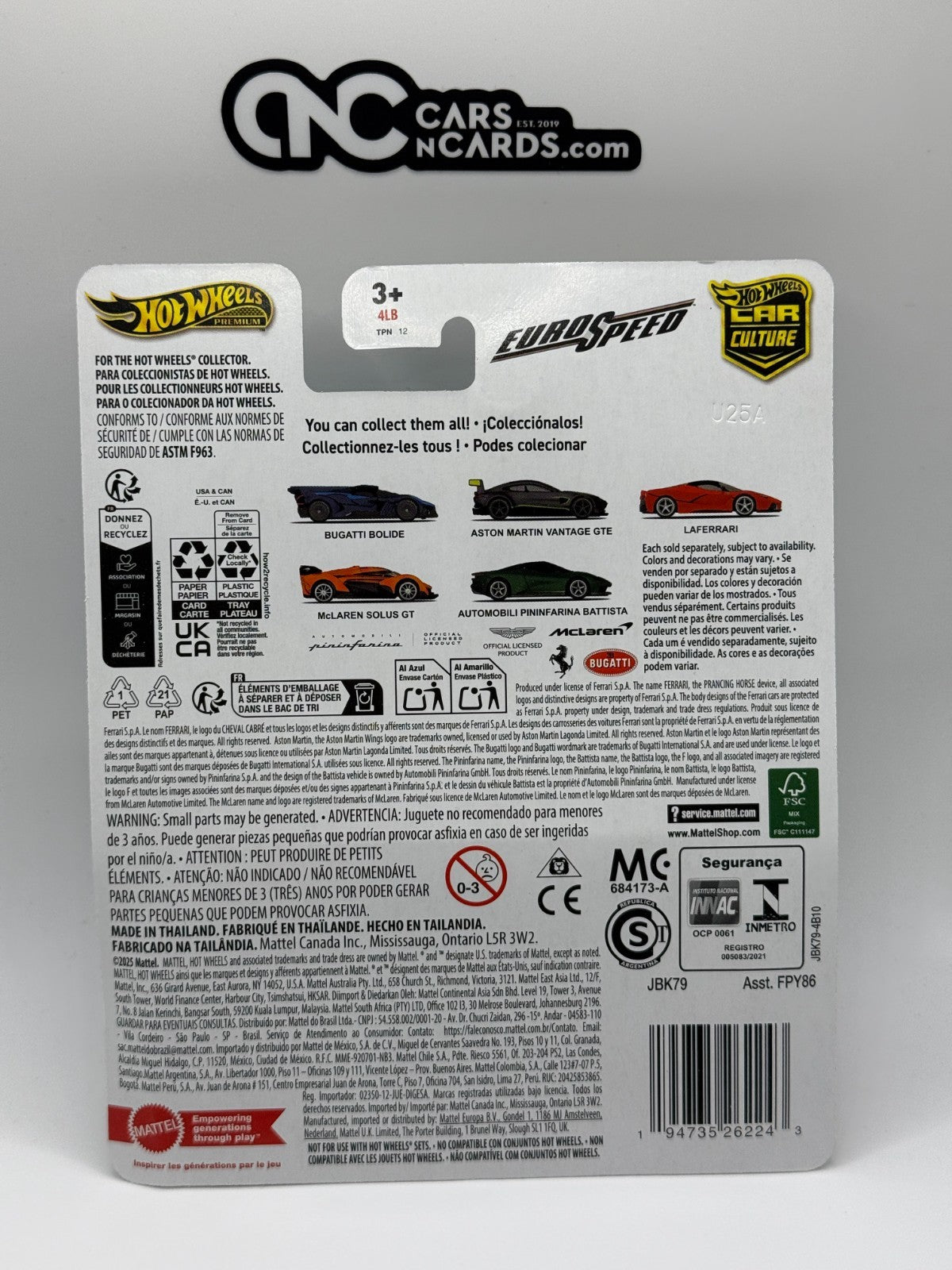 2025 Hot Wheels Premium Car Culture EuroSpeed 1/5 Bugatti Bolide (Card Damage)