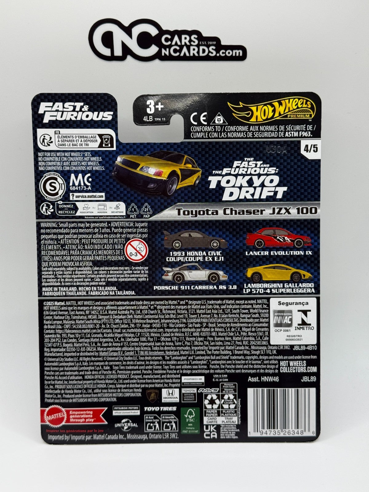 2025 Hot Wheels Premium Fast & Furious 4/5 Toyota Chaser JZX 100