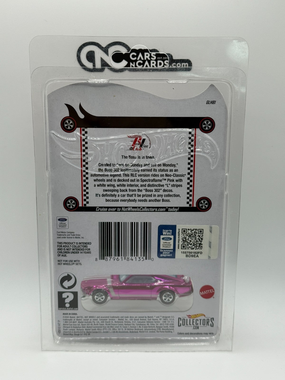 2020 Hot Wheels RLC Pink '70 Mustang Boss 302 With Protector