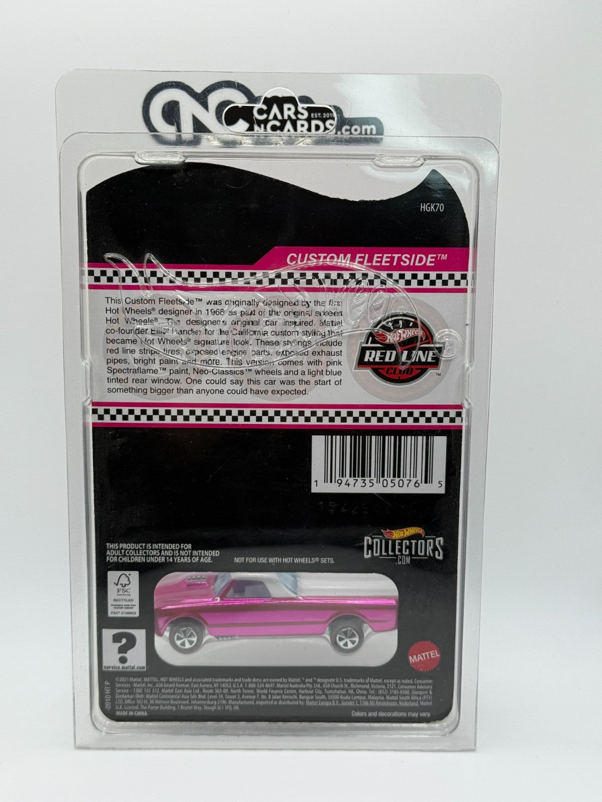 2022 Hot Wheels RLC Pink Custom Fleetside With Protector