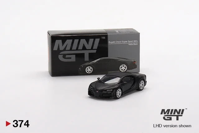 Mini GT Bugatti Chiron Super Sport 300+ Matte Black 374 Open Box