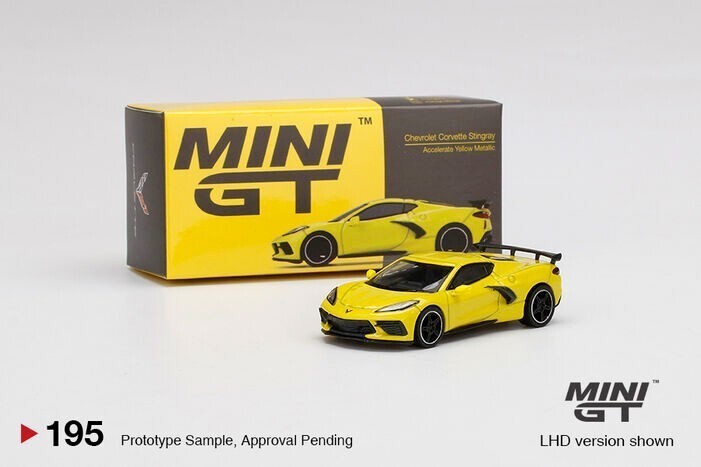 Mini GT Chevrolet Corvette Stingray Accelerate Yellow Metallic 195 Open Box