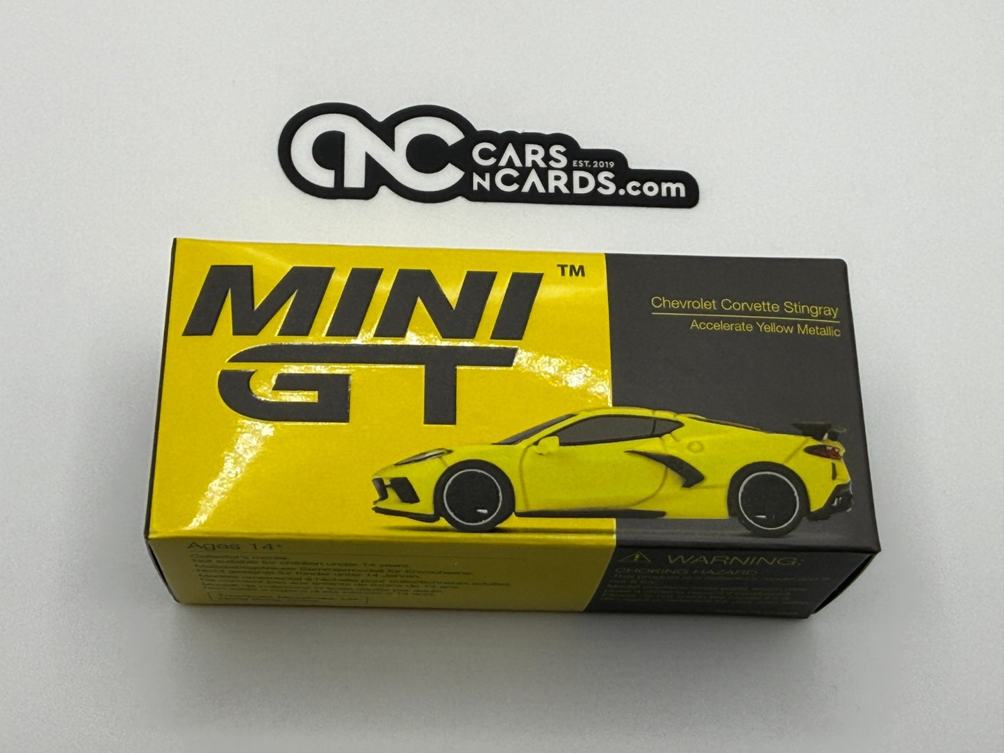 Mini GT Chevrolet Corvette Stingray Accelerate Yellow Metallic 195 Open Box