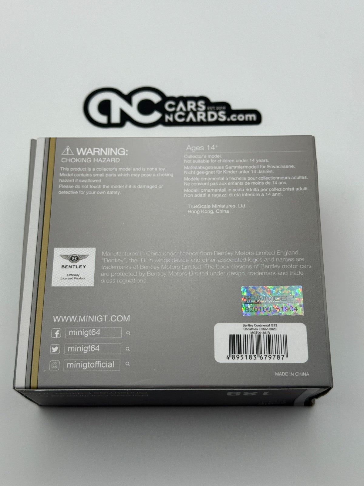 Mini GT 188 Bentley Continental GT3 Christmas Edition 2020 Open Box