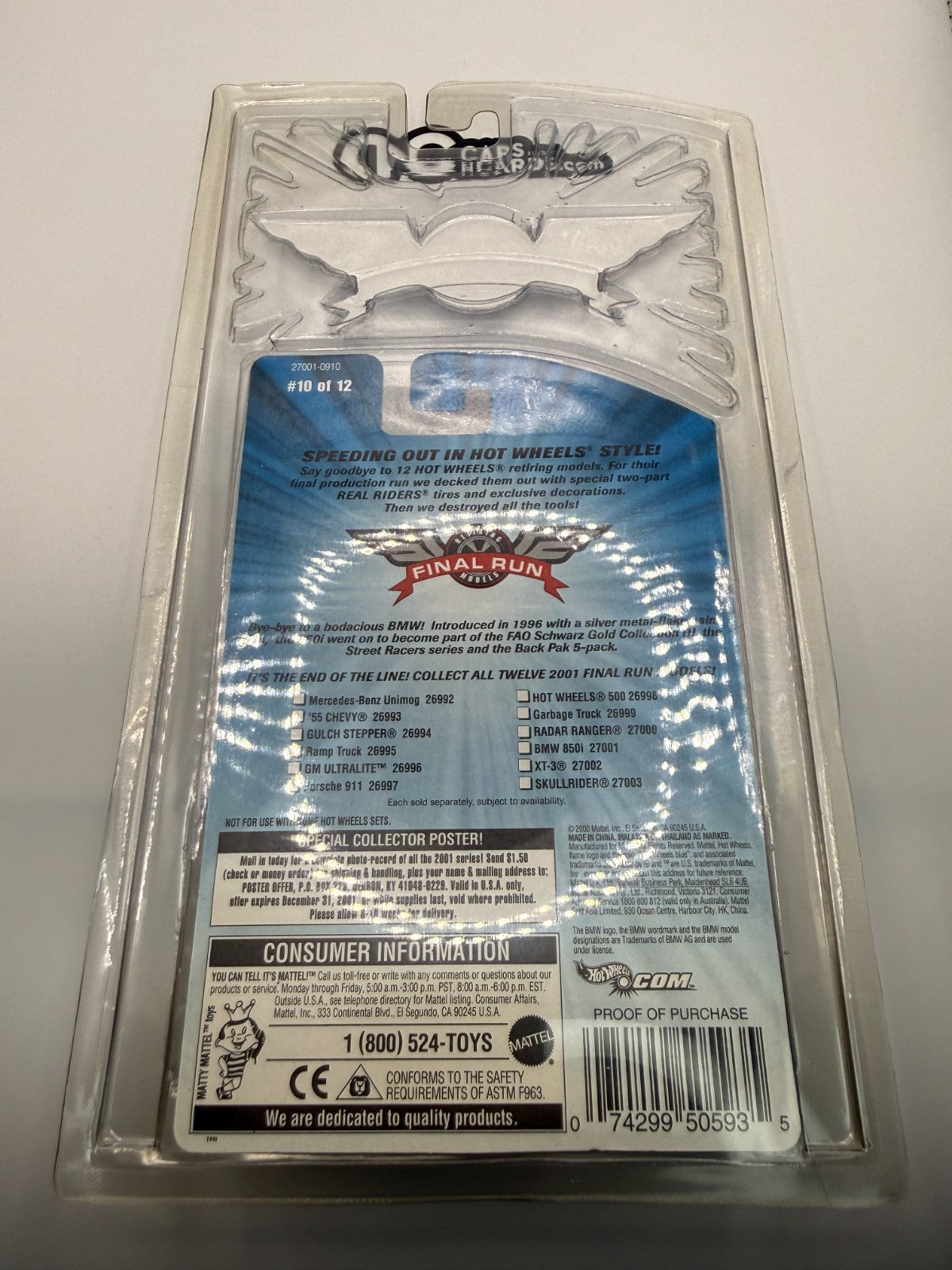 2002 Hot Wheels Final Run BMW 850i Chrome