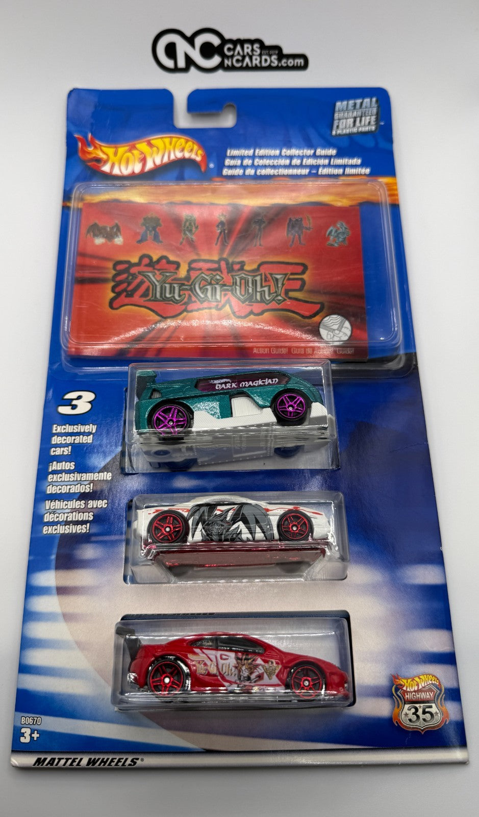 2001 Hot Wheels 3-Pack Yu-Gi-Oh! with Collector Guide (Card Crease)