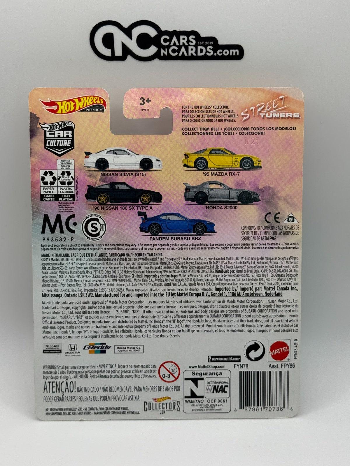 2019 Hot Wheels Premium Car Culture Street Tuners Nissan 180 SX W/Protector