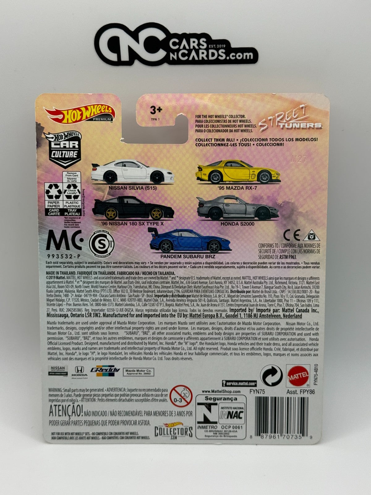 2019 Hot Wheels Premium Car Culture Street Tuners '95 Mazda RX-7 With Protector