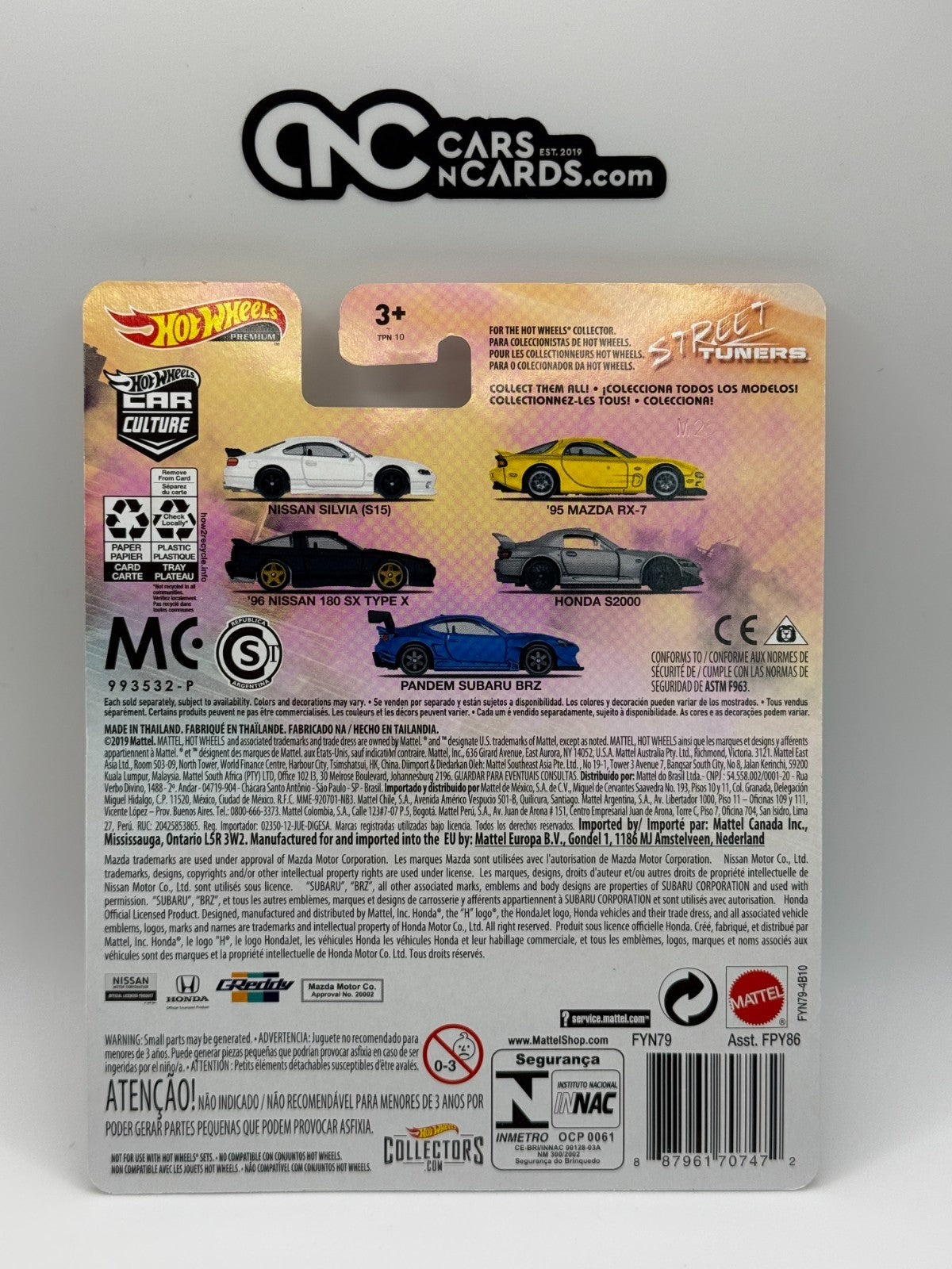 2019 Hot Wheels Premium Car Culture Street Tuners Nissan Silvia S15 W/Protector