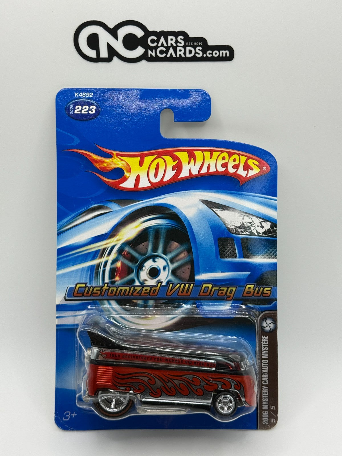 2006 Hot Wheels Mystery Car Volkswagen Drag Bus (Bent Corners) With Protector