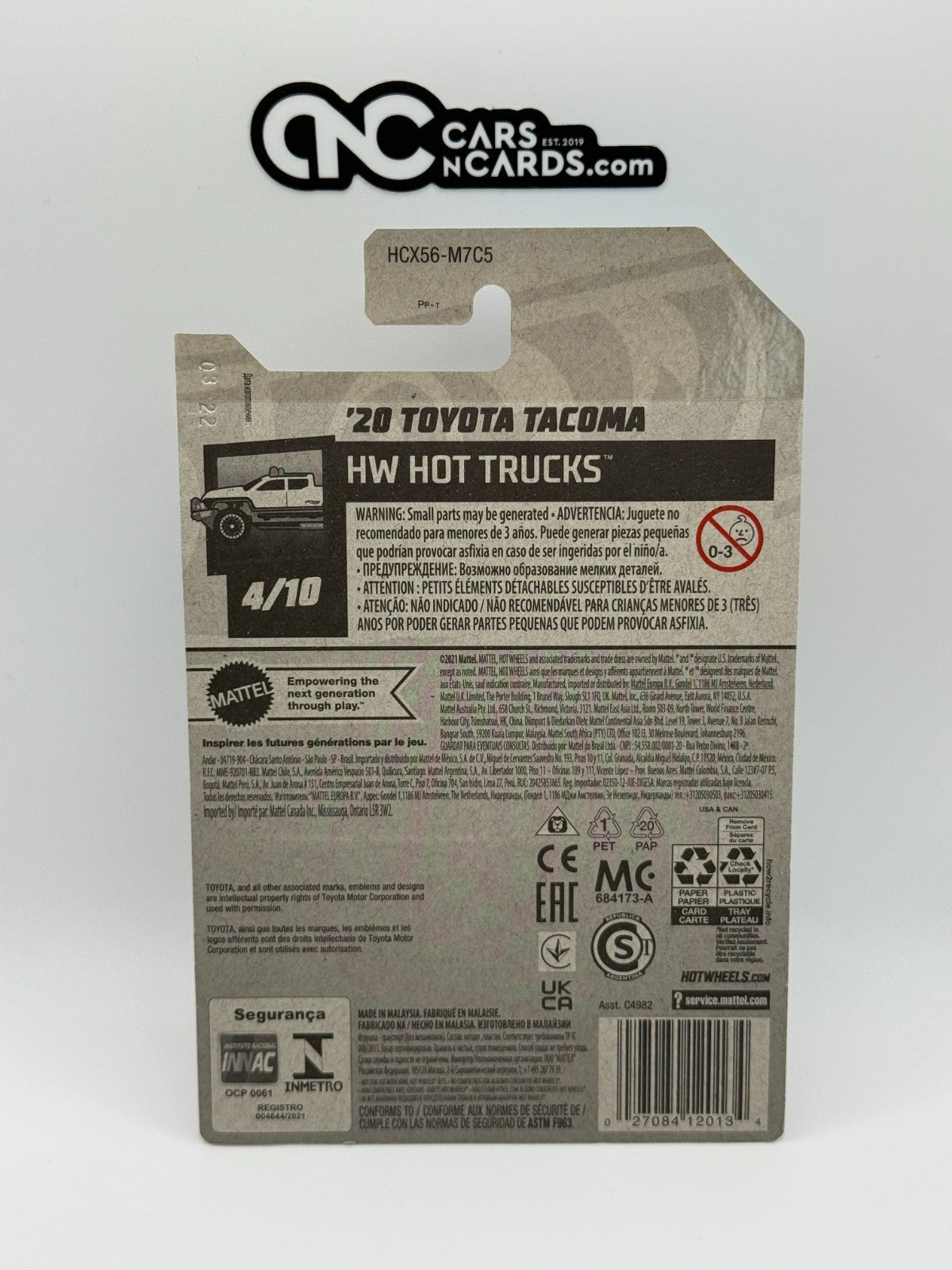 2022 Hot Wheels HW Hot Trucks 4/10 '20 Toyota Tacoma Red