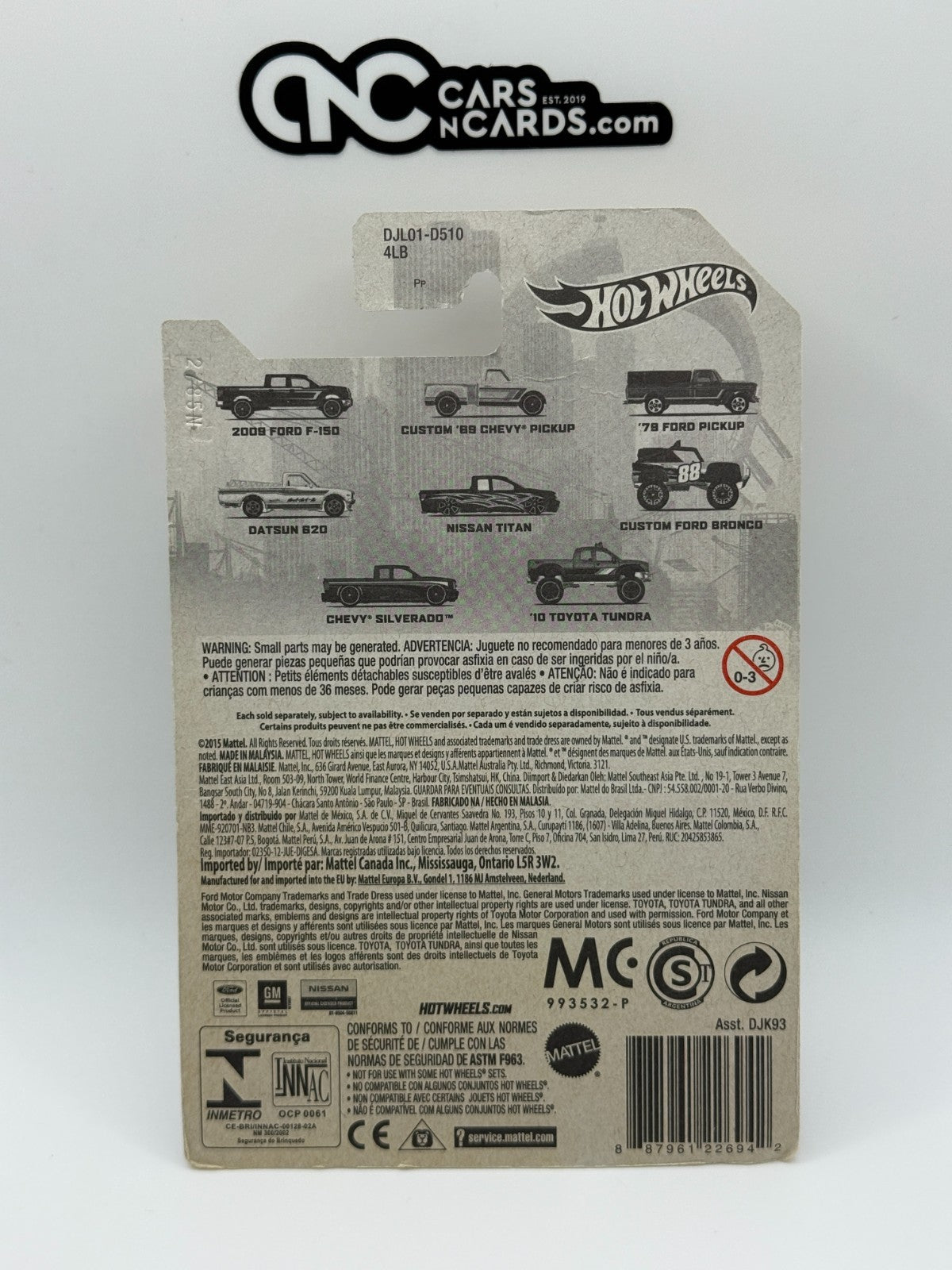 2016 Hot Wheels Rad Trucks 8/8 '10 Toyota Tundra Red (Card Damage)