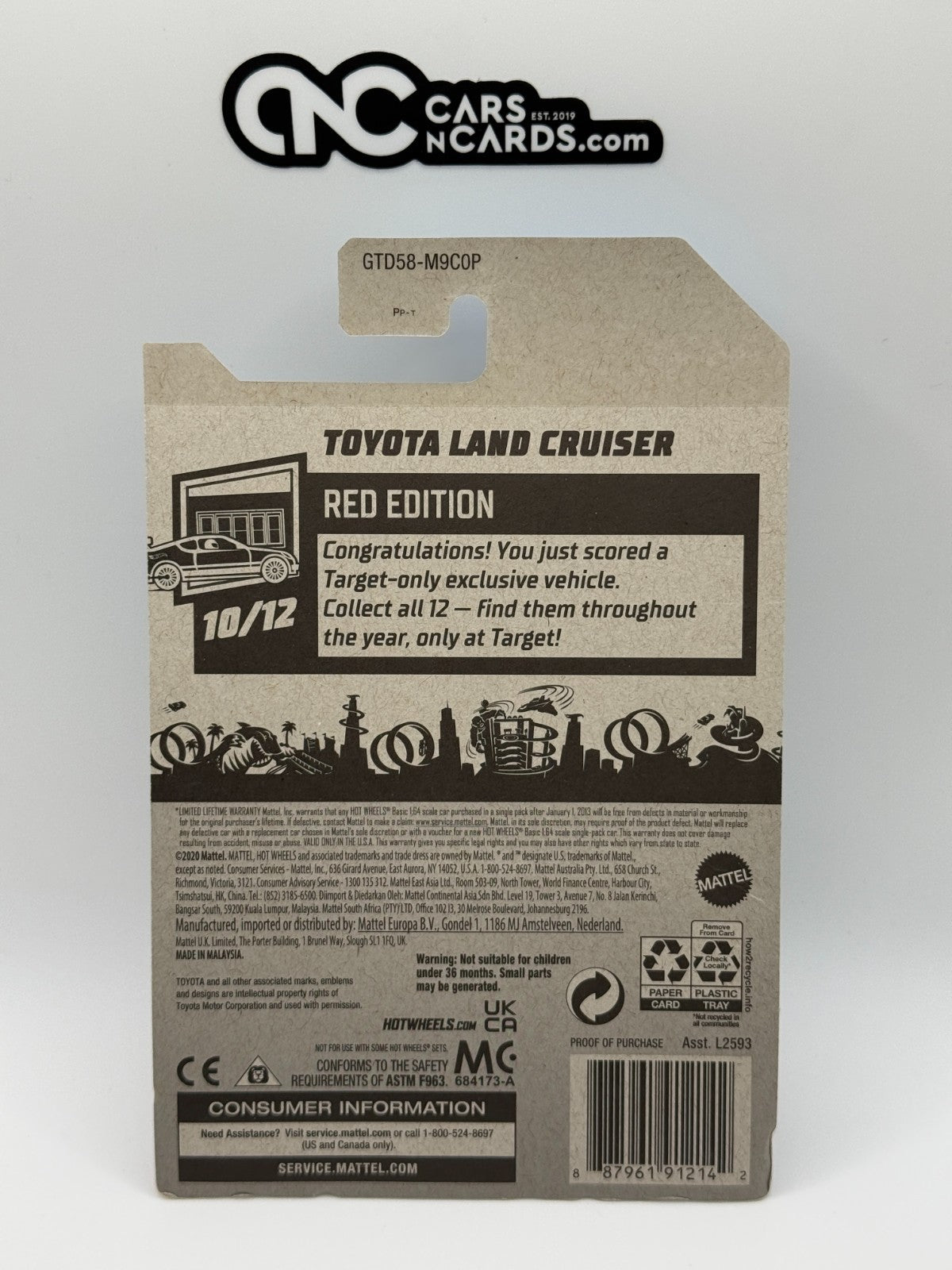 2020 Hot Wheels Red Edition 10/12 Toyota Land Cruiser (Blister Damage)