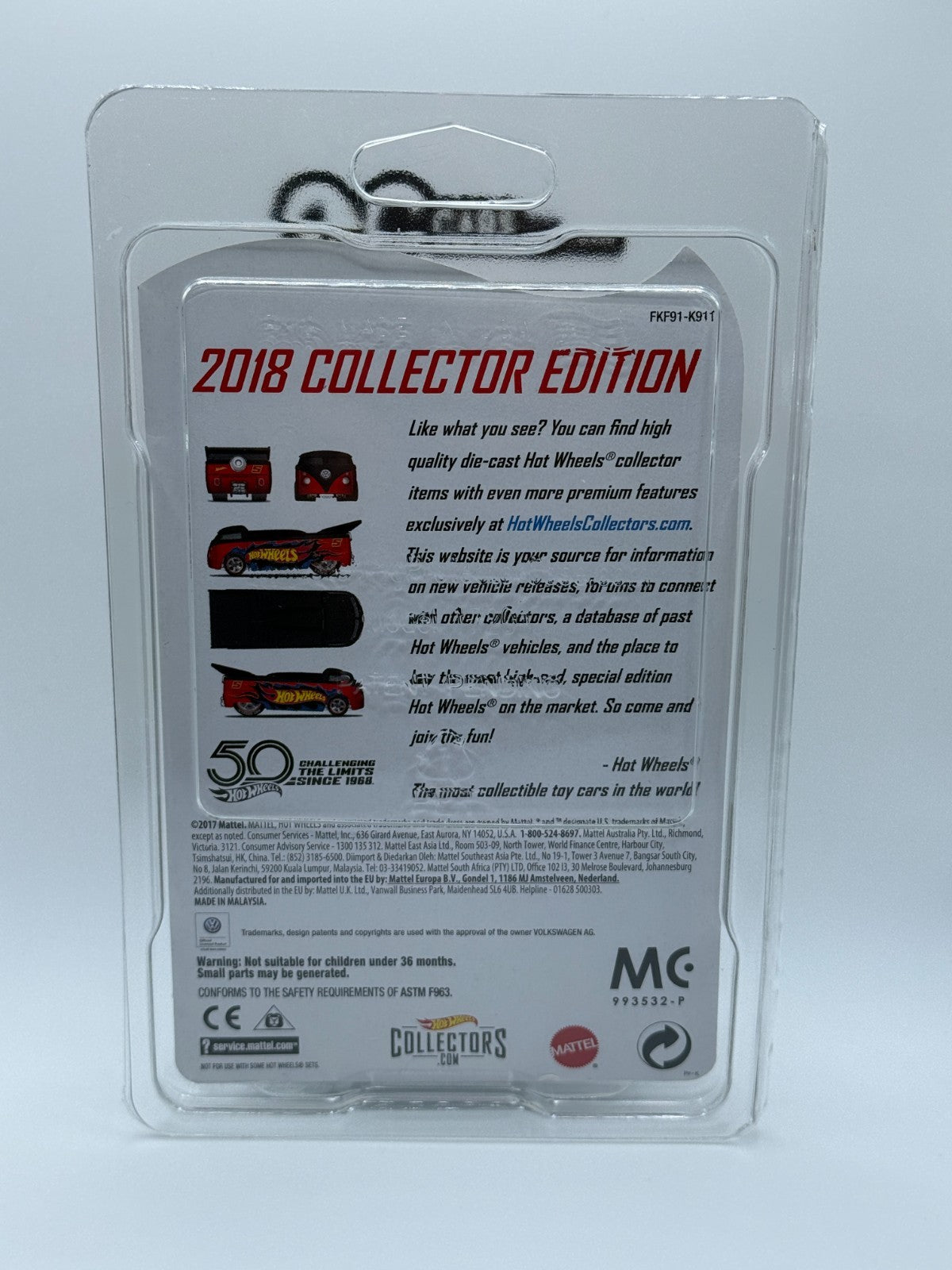 2018 Hot Wheels Collector Edition Mail In Volkswagen Drag Truck With Protector