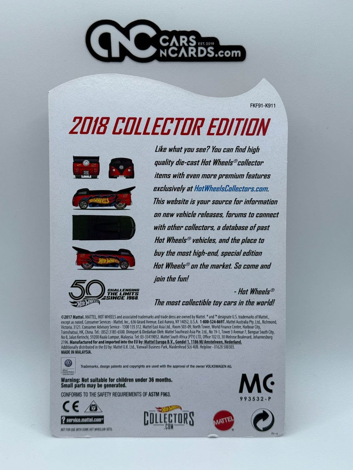 2018 Hot Wheels Collector Edition Mail In Volkswagen Drag Truck With Protector