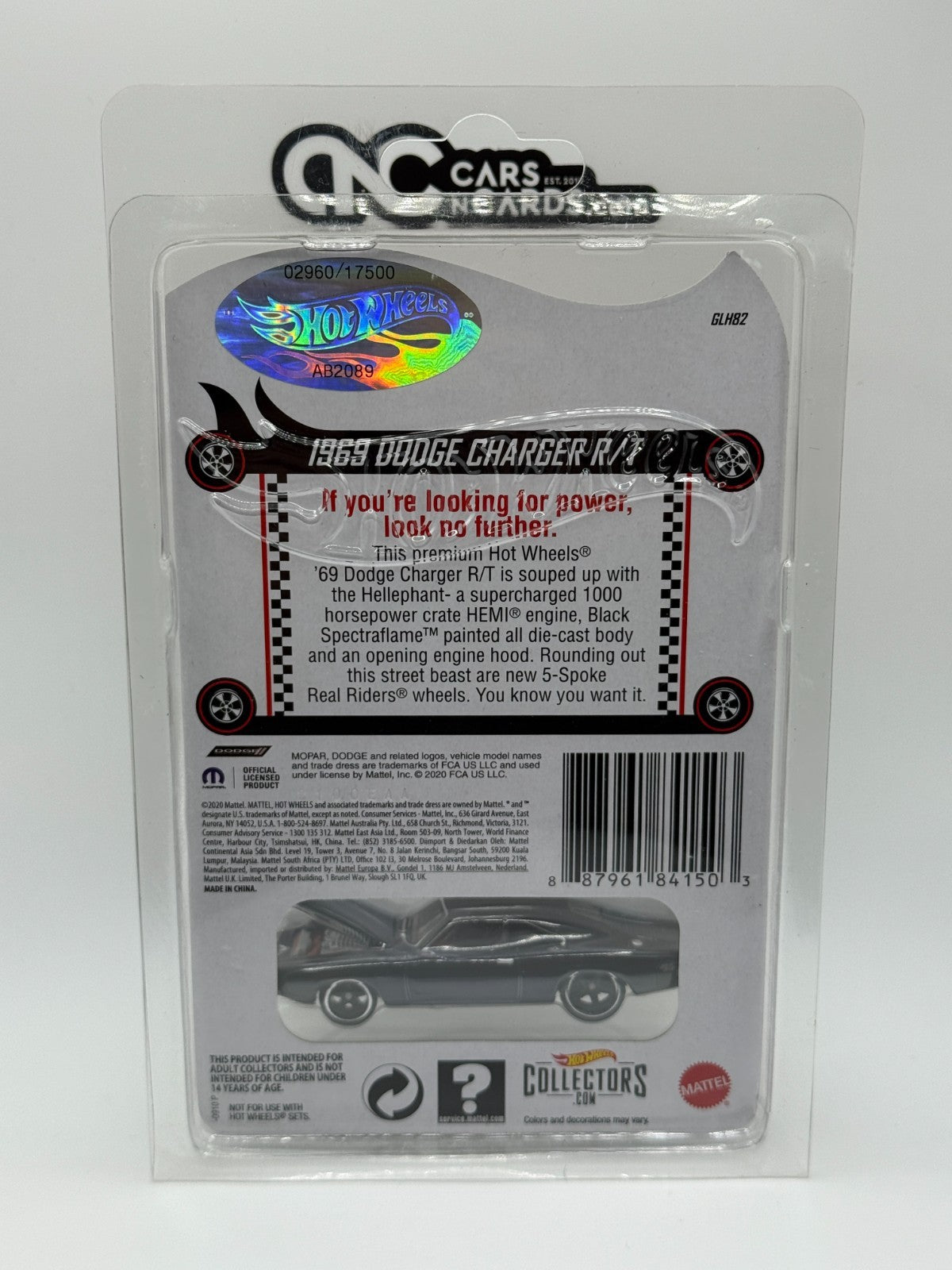 2020 Hot Wheels RLC 1969 Dodge Charger R/T Black 02960/17500 With Protector