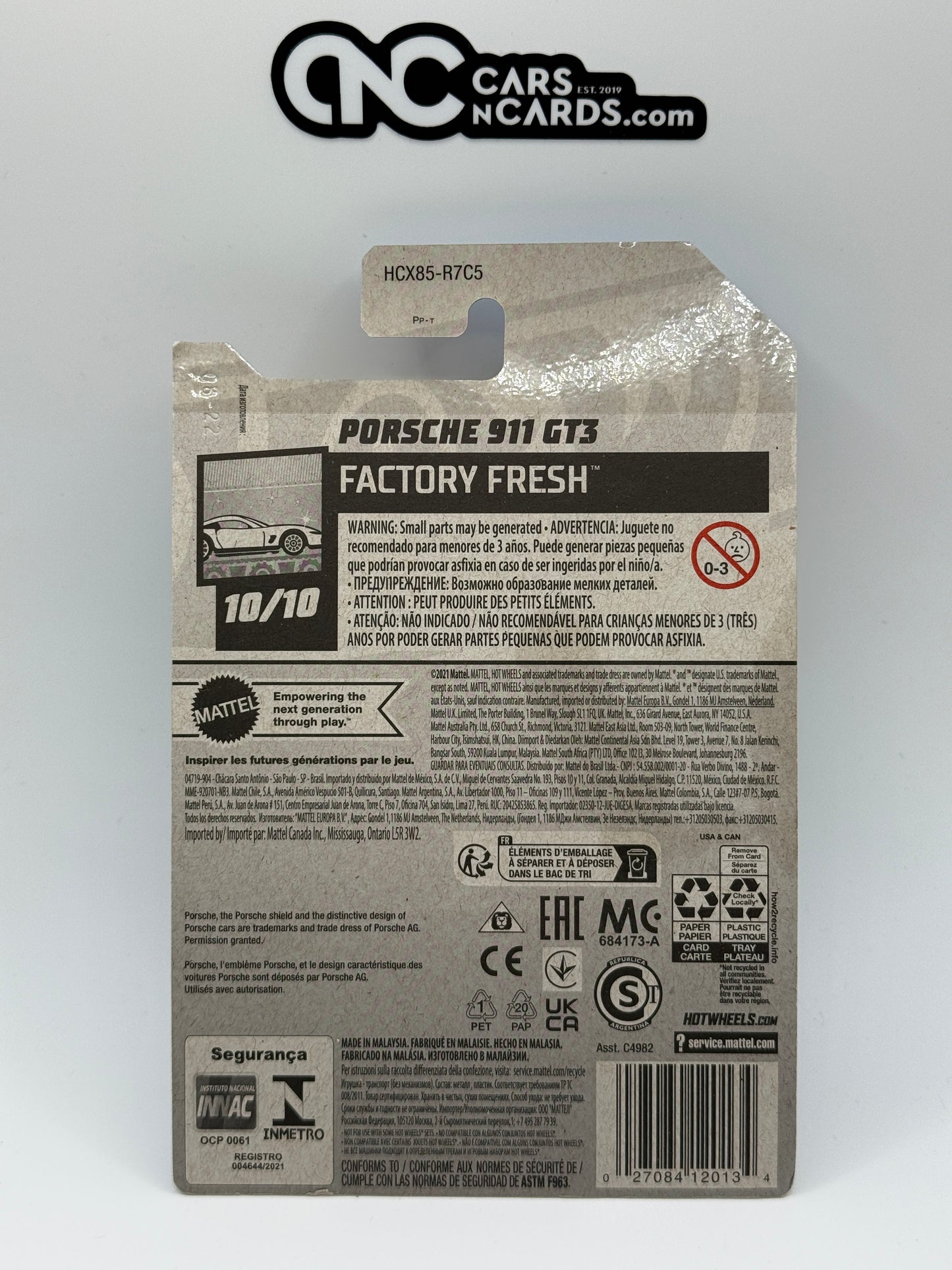 2022 Hot Wheels Factory Fresh 10/10 Porsche 911 GT3 Black (Card Damage)