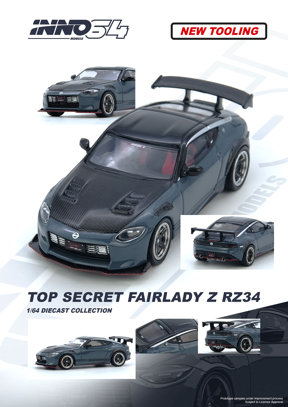 INNO64 1:64 TOP SECRET FAIRLADY Z (RX34) Stealth Gray IN64-Z34TS-SG