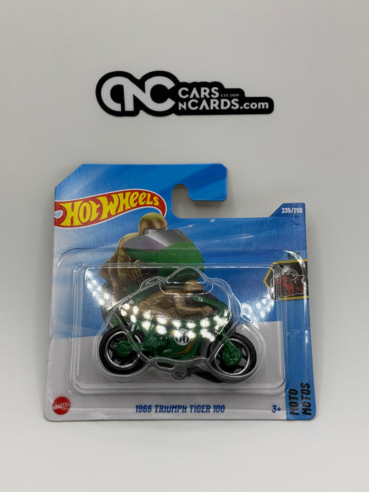 2025 Hot Wheels Moto 5/5 Treasure Hunt 1966 Triumph Tiger 100 Short Card