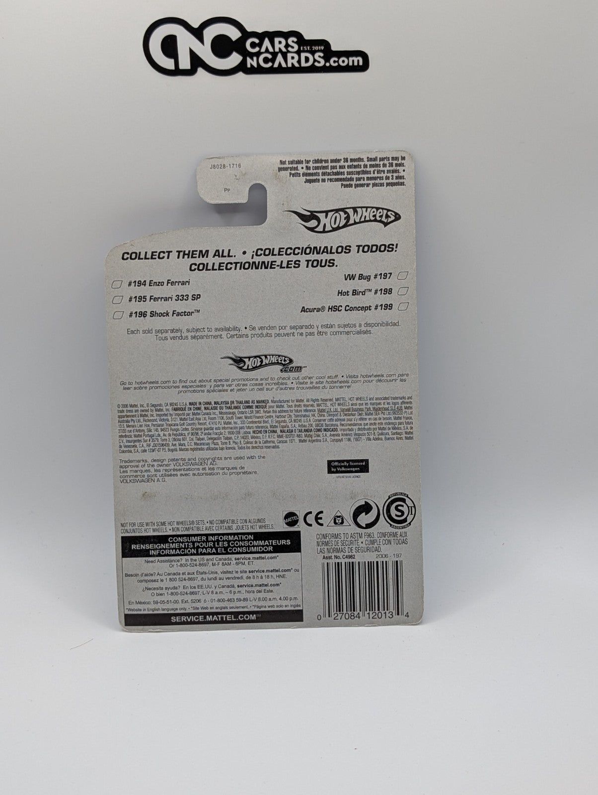 2006 Hot Wheels Collector No #197 VW BUG Black Variation w/Gold 5Y Spoke Wheels