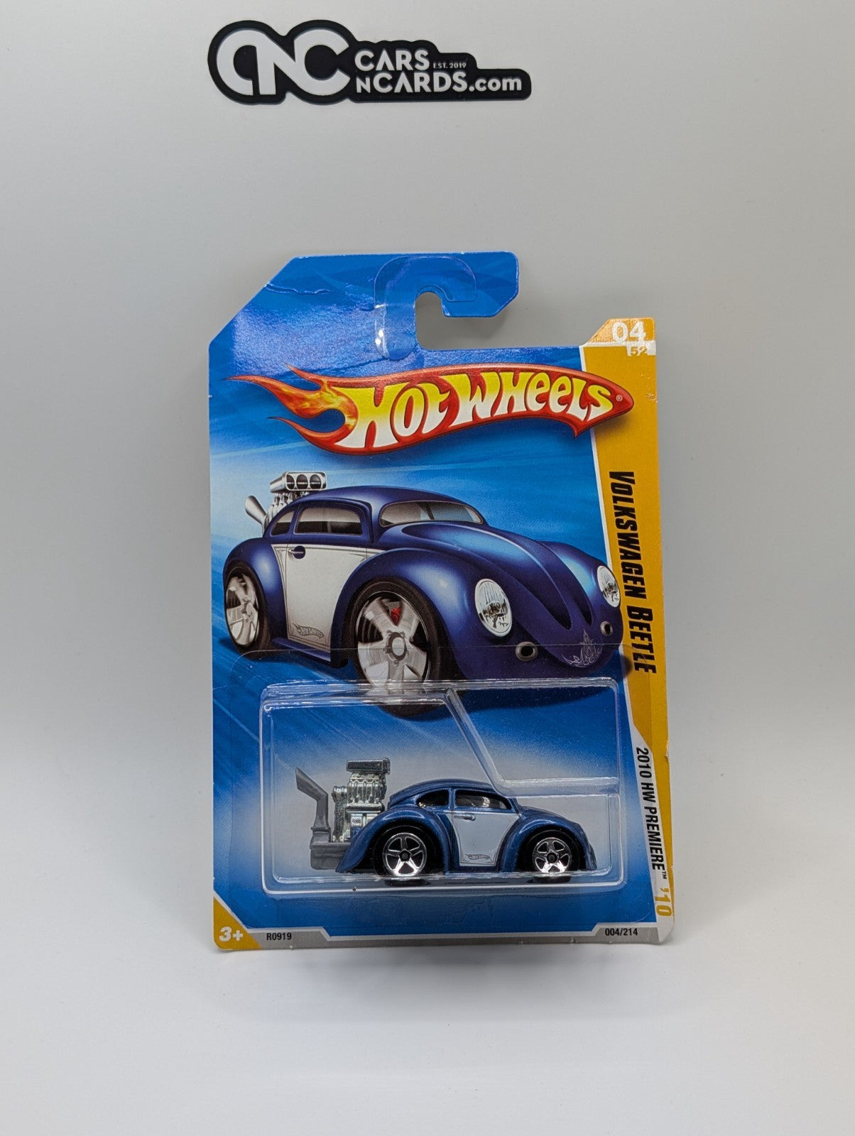 2010 Hot Wheels Premiere 04/52 Volkswagen Beetle Blue 004/214 (Card Crease)