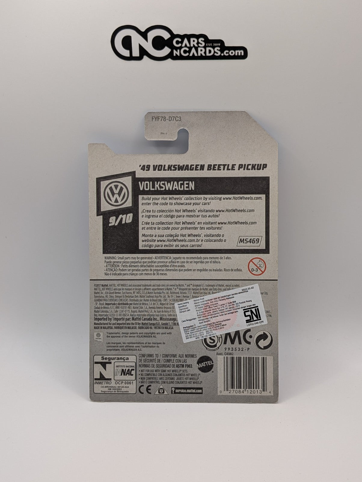 Hot Wheels Volkswagen 9/10 '49 VW Beetle Pickup Red 47/250