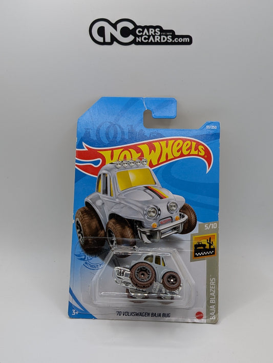 Hot Wheels Baja Blazers 5/10 '70 Volkswagen Baja Bug Silver 33/250 (Card Crease)