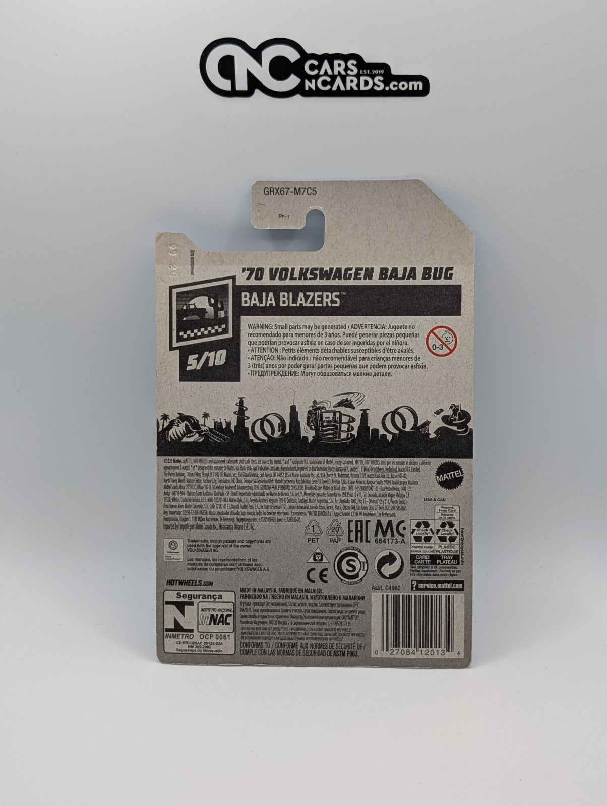 Hot Wheels Baja Blazers 5/10 '70 Volkswagen Baja Bug Blue 33/250 (Card Crease)