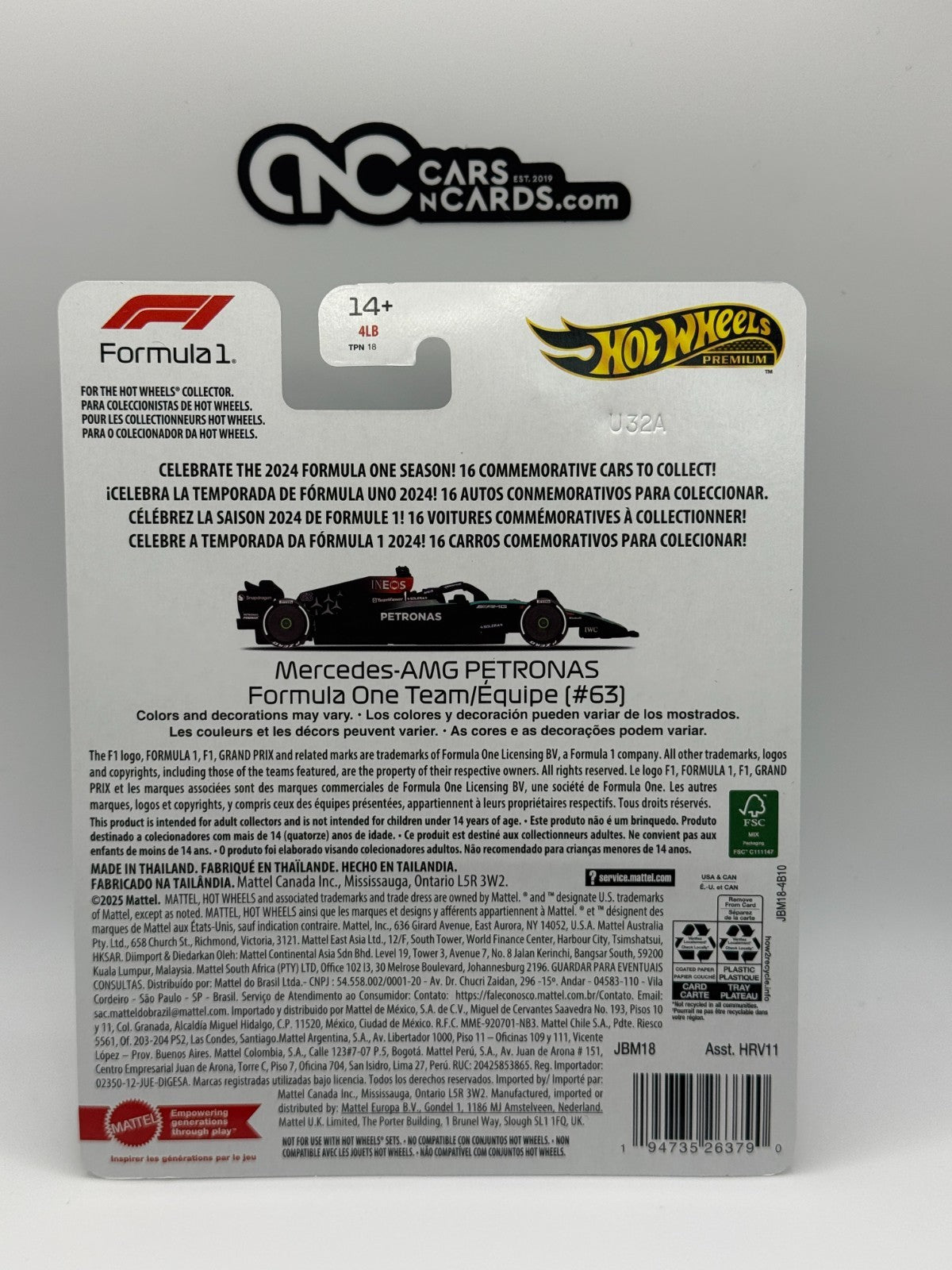 2025 Hot Wheels Premium F1 Formula 1 2024 Mercedes-AMG Formula One Team (#63)