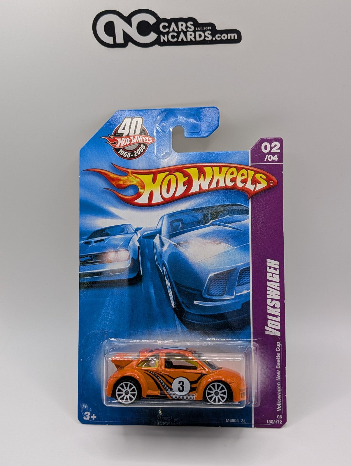 2008 Hot Wheels Team Volkswagen 2/4 VW New Beetle Cup Orange 130/196