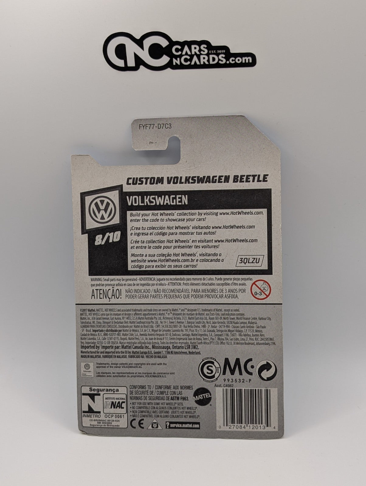 2019 Hot Wheels Volkswagen 8/10 Custom VW Beetle Gray 69/250