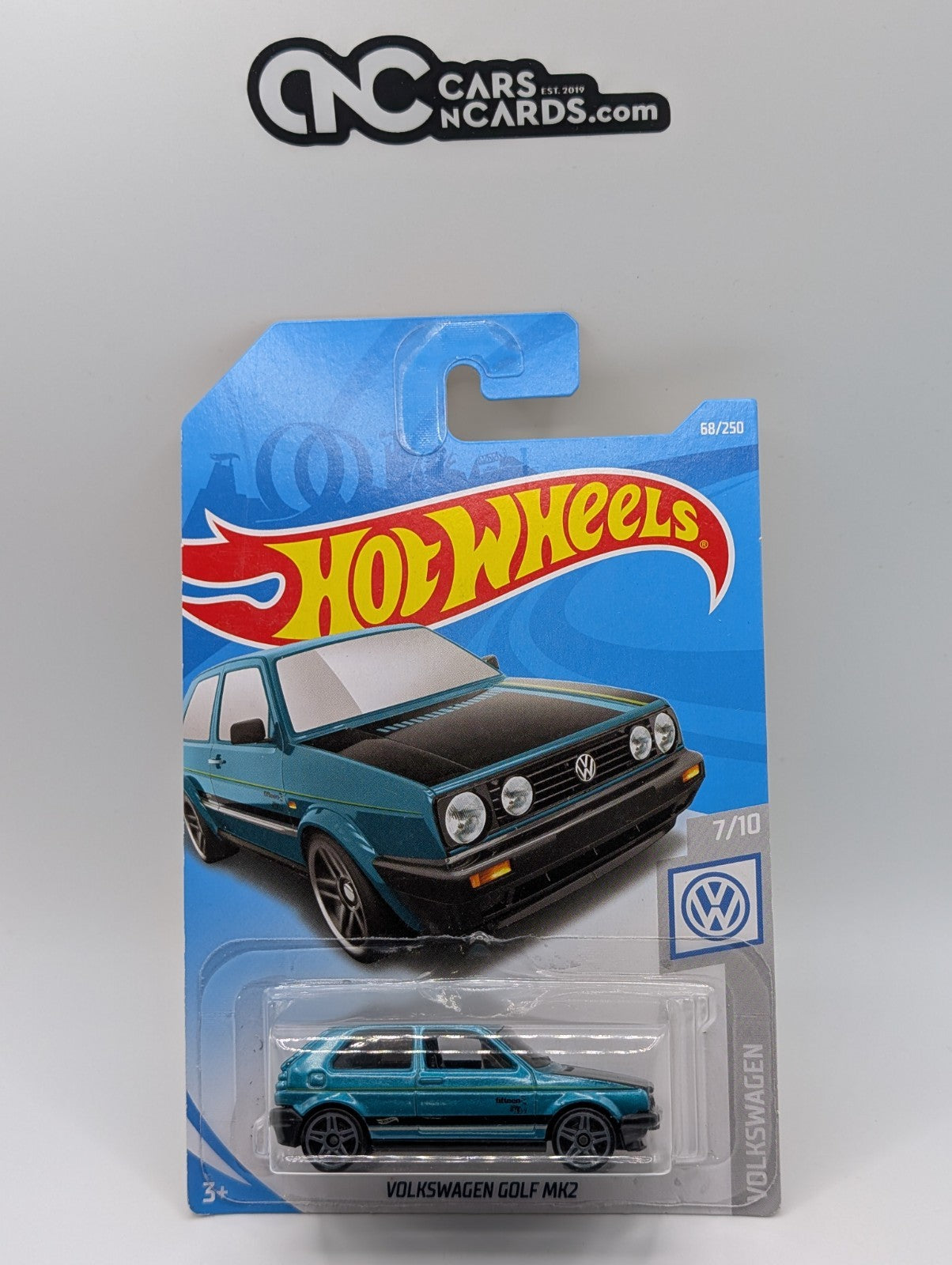 2019 Hot Wheels Volkswagen 7/10 VW Golf MK2 Teal 68/250