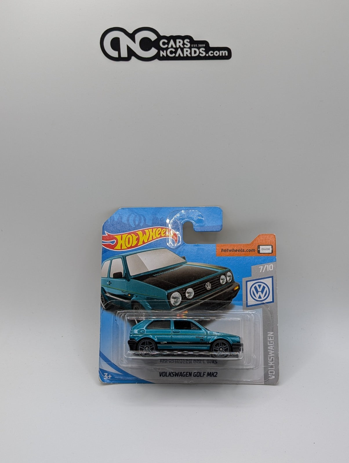 2019 Hot Wheels Volkswagen 7/10 VW Golf MK2 Teal 68/250 Short Card (Sort Corner)