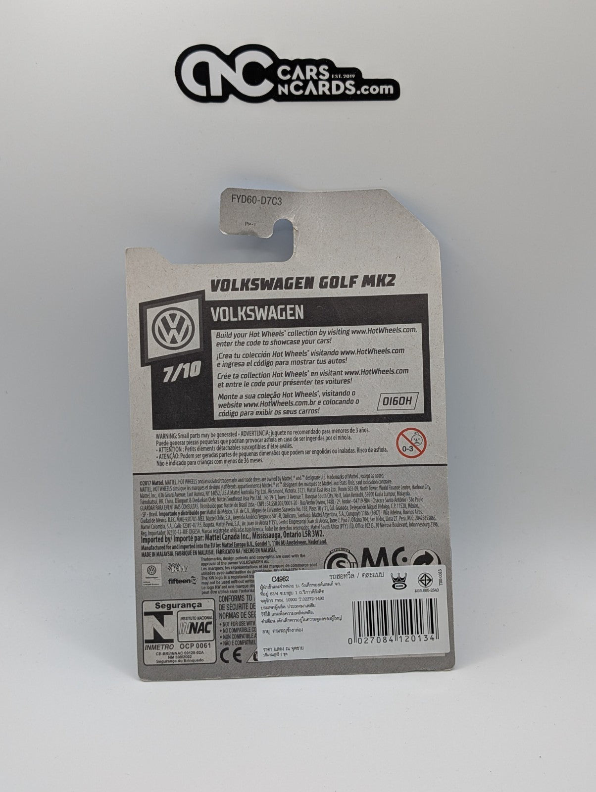 2019 Hot Wheels Volkswagen 7/10 VW Golf MK2 Teal 68/250 (Card Damage)
