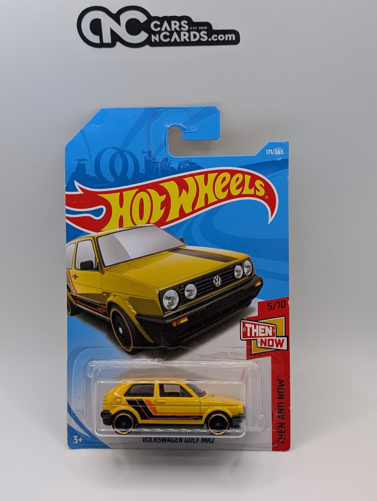 2018 Hot Wheels Then And Now 5/10 Volkswagen Golf MK2 Yellow 171/365