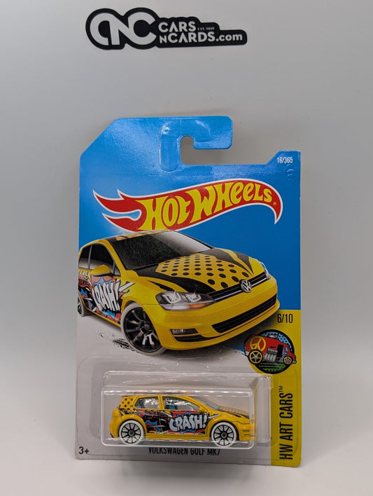 2017 Hot Wheels HW Art Cars 6/10 Volkswagen Golf MK7 Yellow 16/365