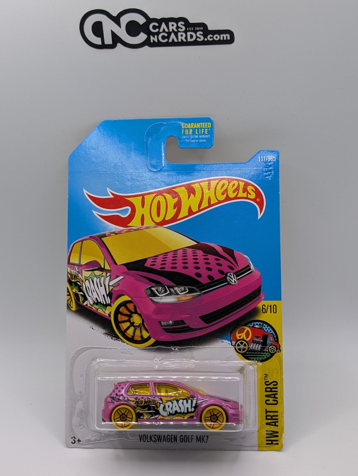 2017 Hot Wheels HW Art Cars 6/10 Volkswagen Golf MK7 Pink 111/365