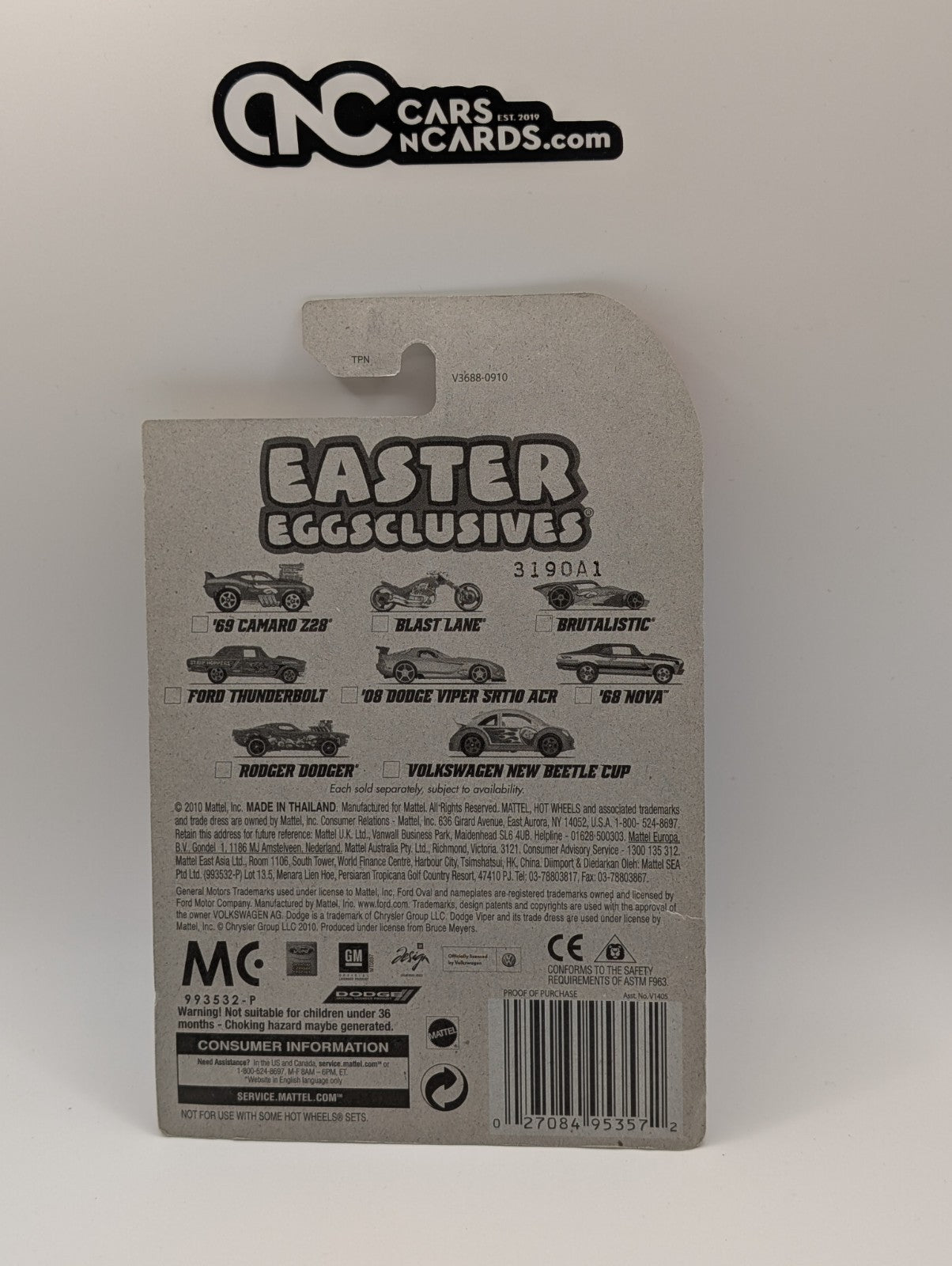 2011 Hot Wheels Easter Eggsclusives Volkswagen Beetle Cup White